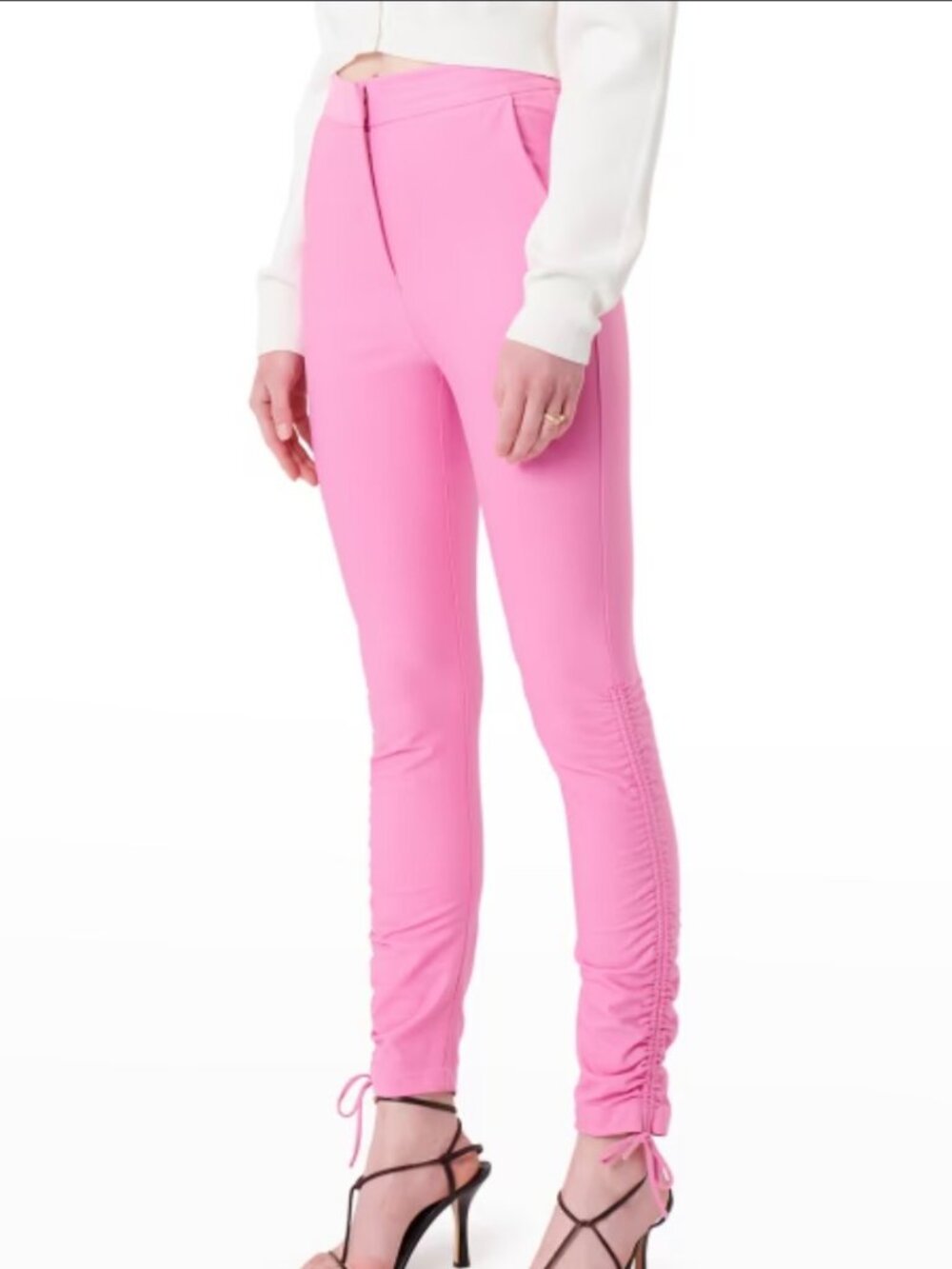 Derek Lam 10 Crosby Pink Camryn Ruched Slim-Leg Pants Size 2